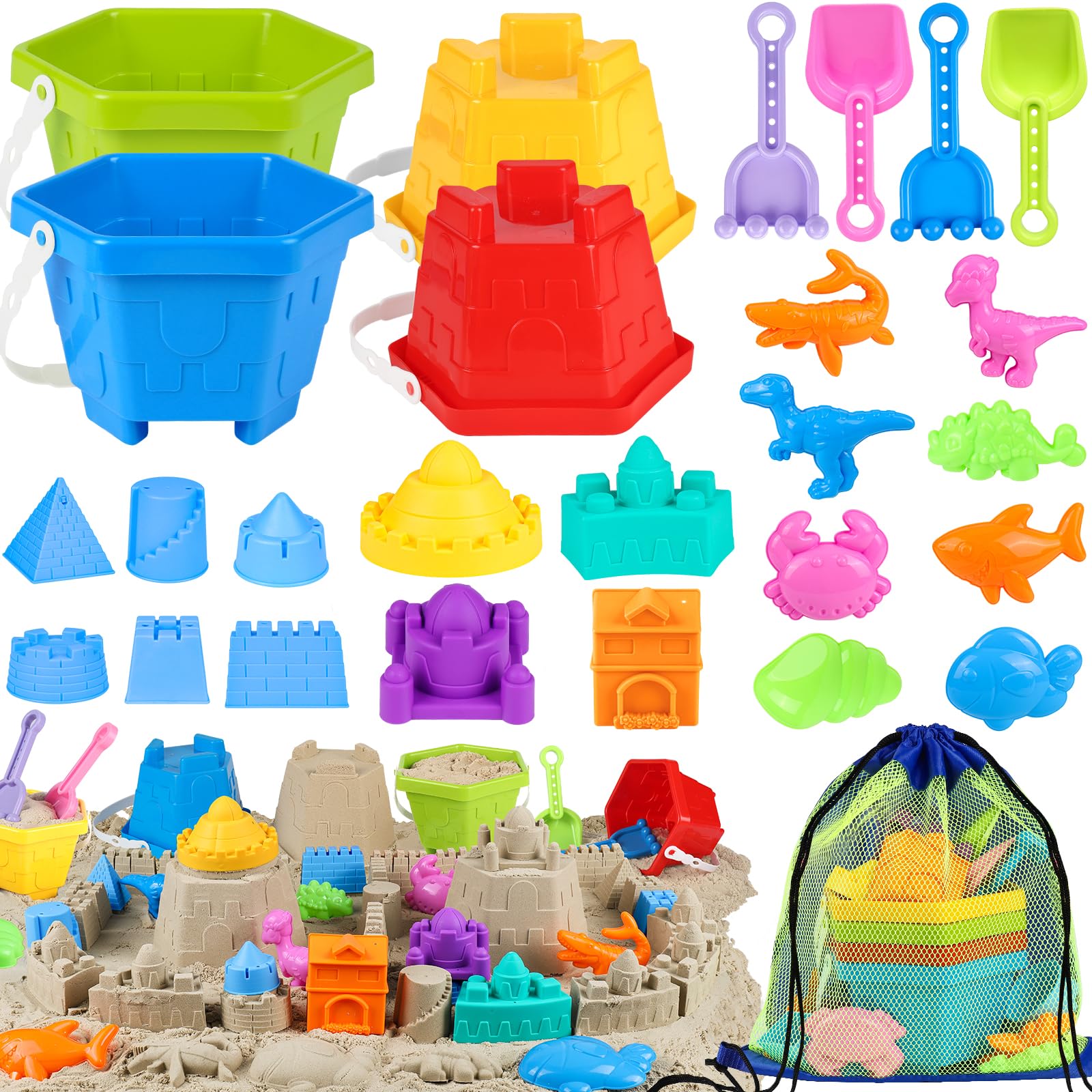HUUIDY beach toys 27-pcs set for sunny sand play and creativity