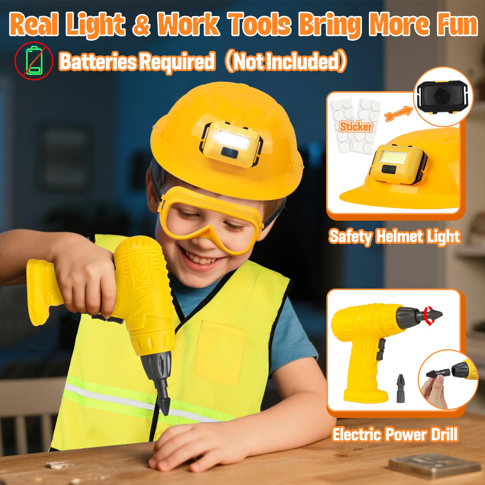 HUUIDY toy drill with bits enhances hands-on learning and pretend tasks