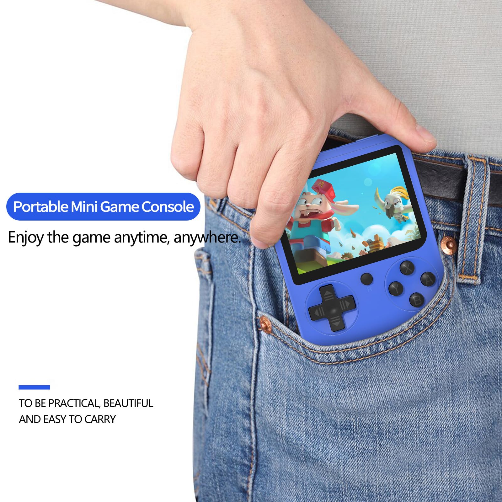 Huunad handheld FC game console 1020mAh battery for hours of play.