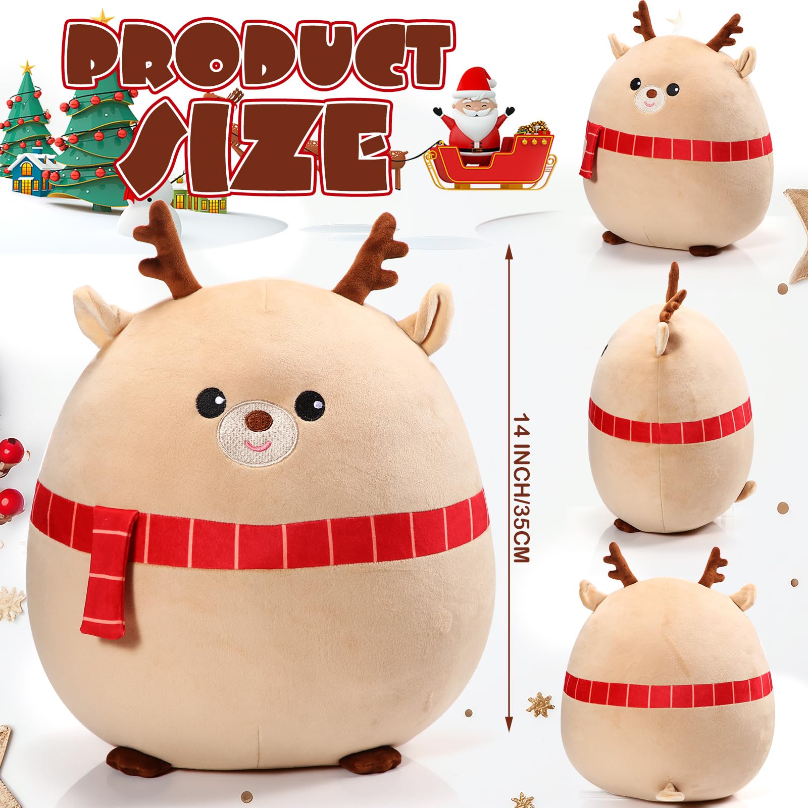 Huwena Christmas reindeer pillow on sofa adds festive warmth and charm.