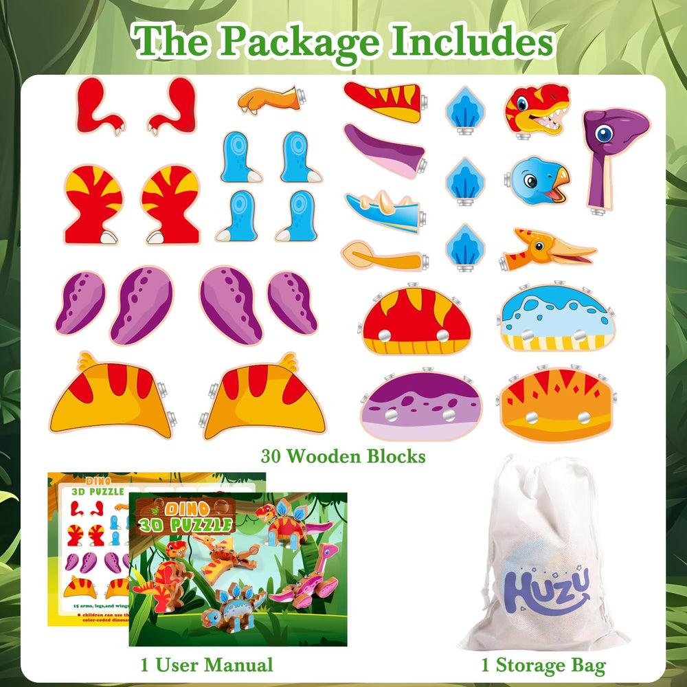 HUZU 30 blocks set invites varied dinosaur combos for imaginative storytelling