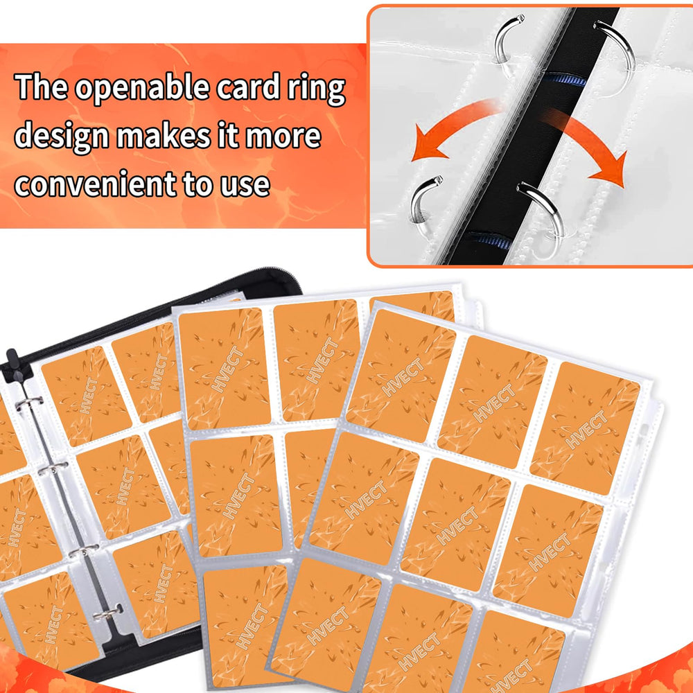 HVECT binder zipper closure securing cards during transport
