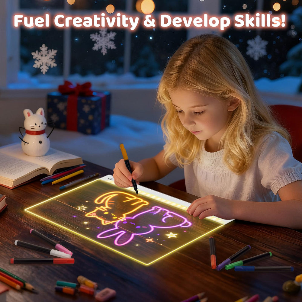 HVMVNV illuminated acrylic surface highlights bright, easy-to-read drawings.