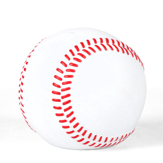 H&W Baseball Piggy Bank front view with kid-friendly design for easy saving