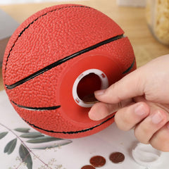 H&W basketball piggy bank bottom plug enables safe future opening