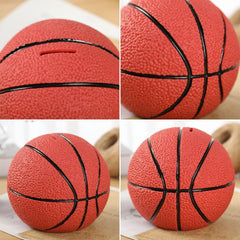 H&W basketball piggy bank top slot close-up for easy coin insertion