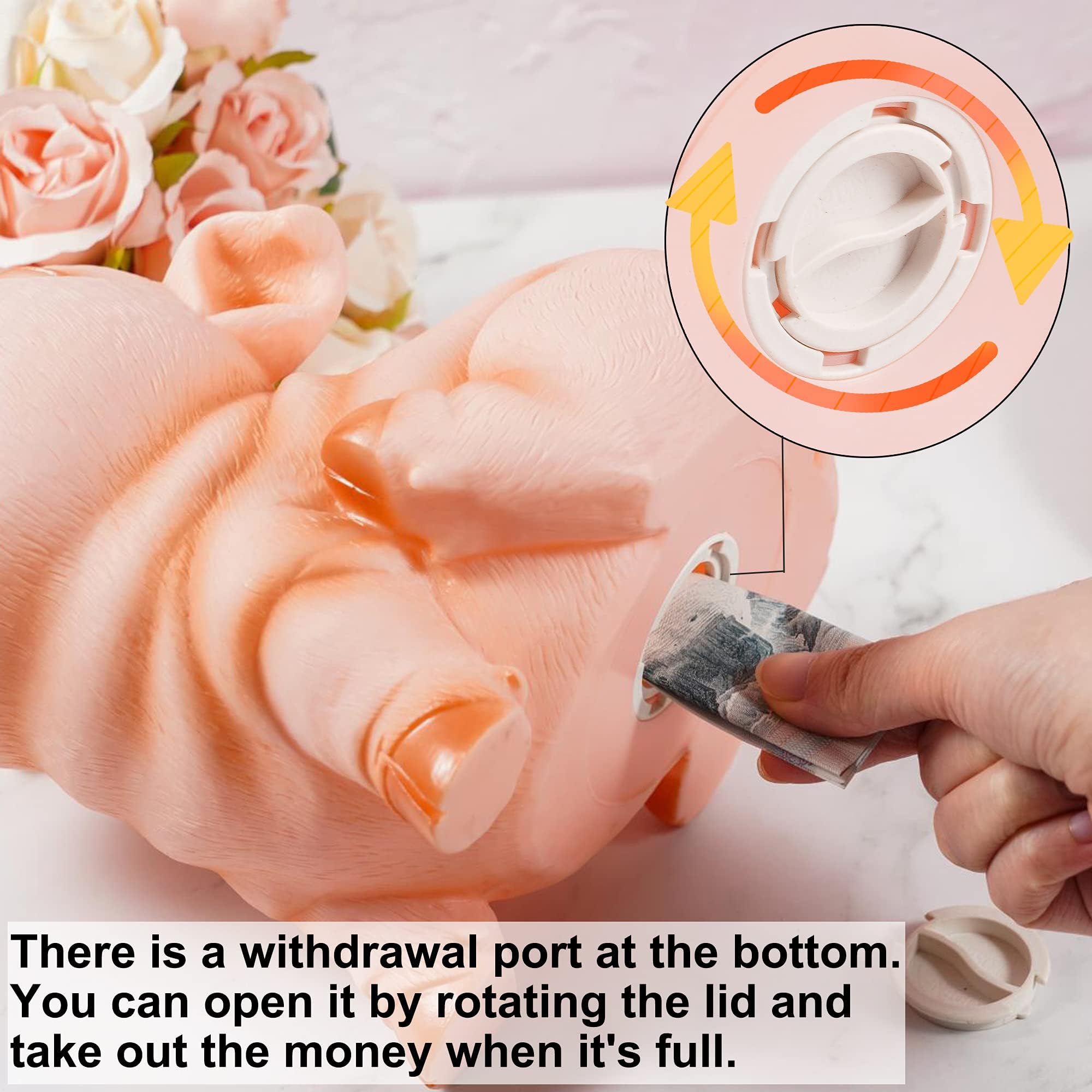 H&W piggy bank opening slot shows easy access