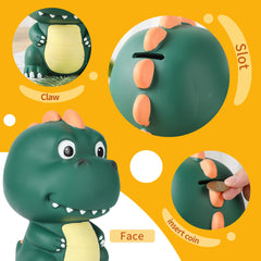 Removable bottom plug on H&W dinosaur bank for coin retrieval