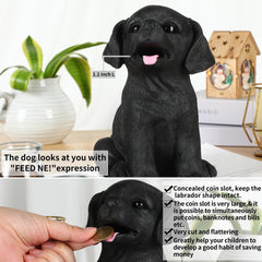 H&W Labrador dog bottom opening demonstrates easy coin retrieval.