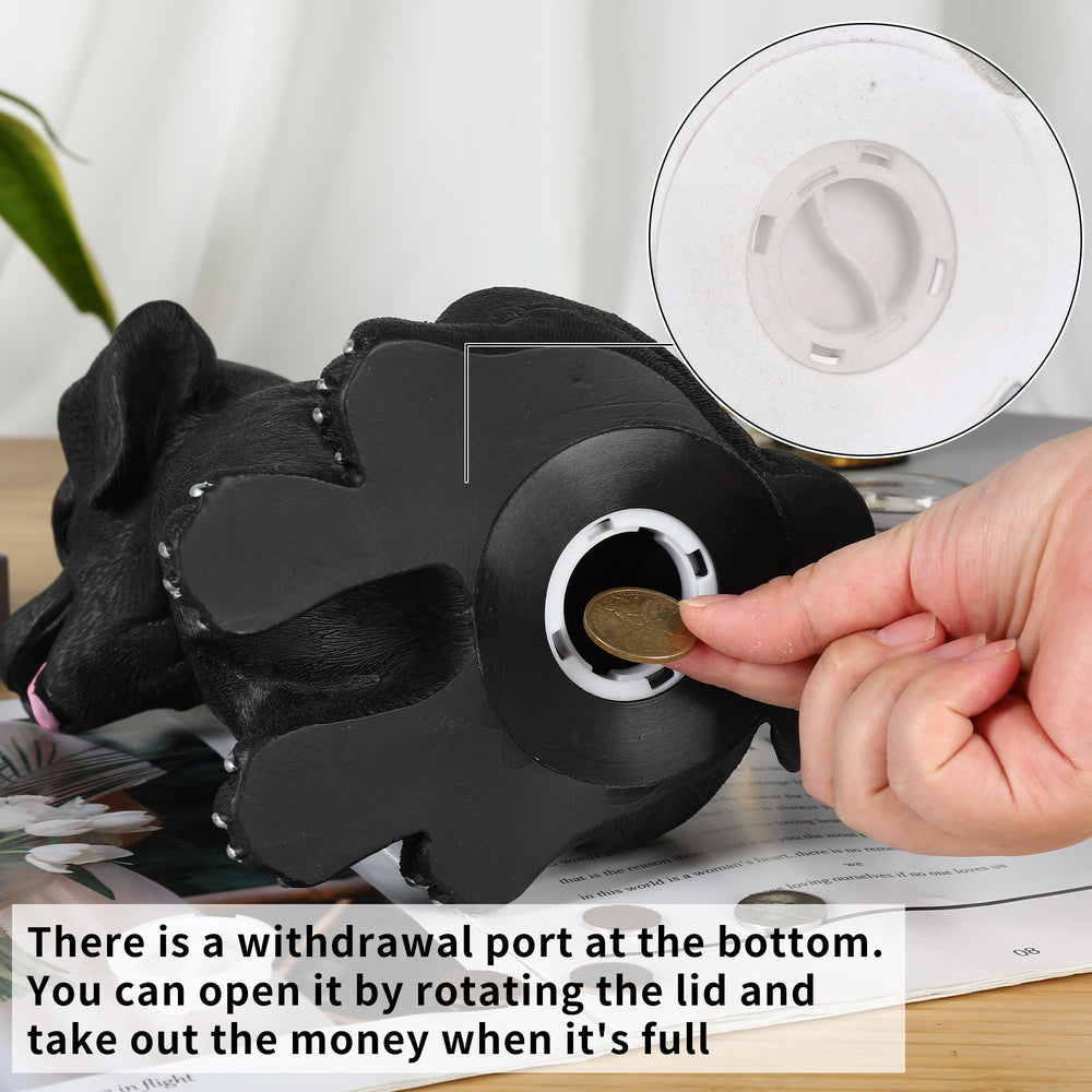 H&W Labrador money bank textured surface provides tactile feel and kid-friendly aesthetic.