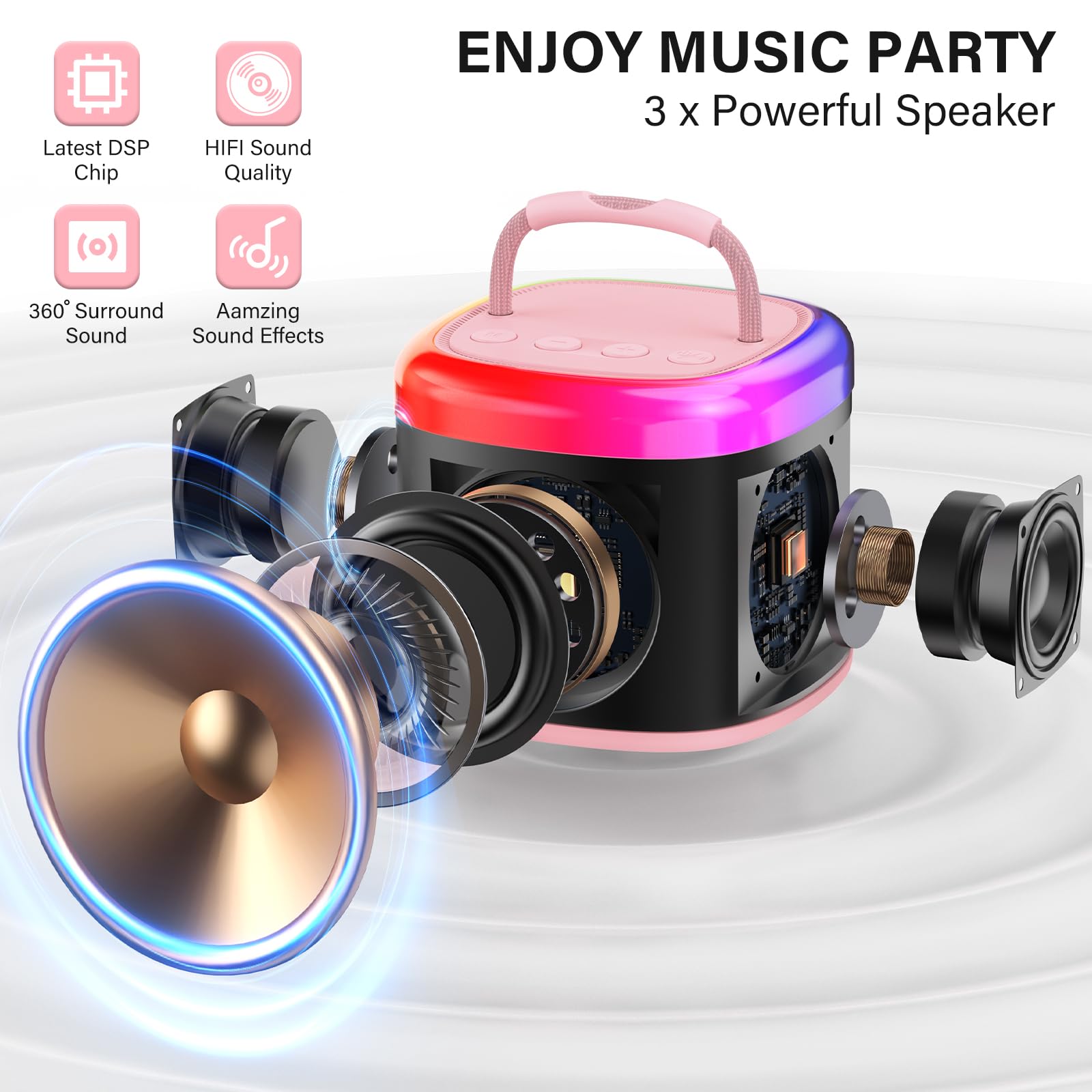 HWWR karaoke machine disco lights energize any party