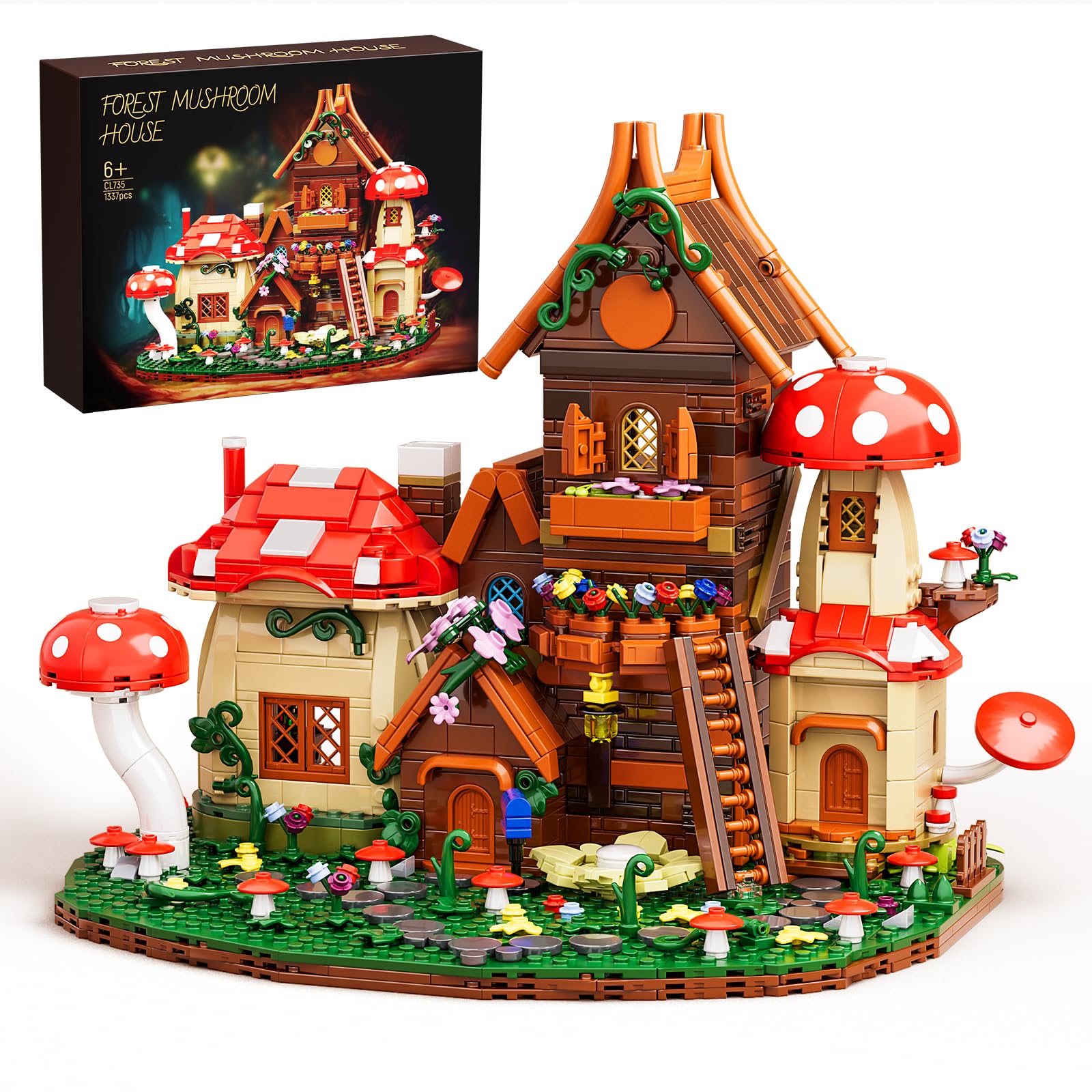 HXTTBD Forest Mushroom House roof view in bright red invites imaginative play.