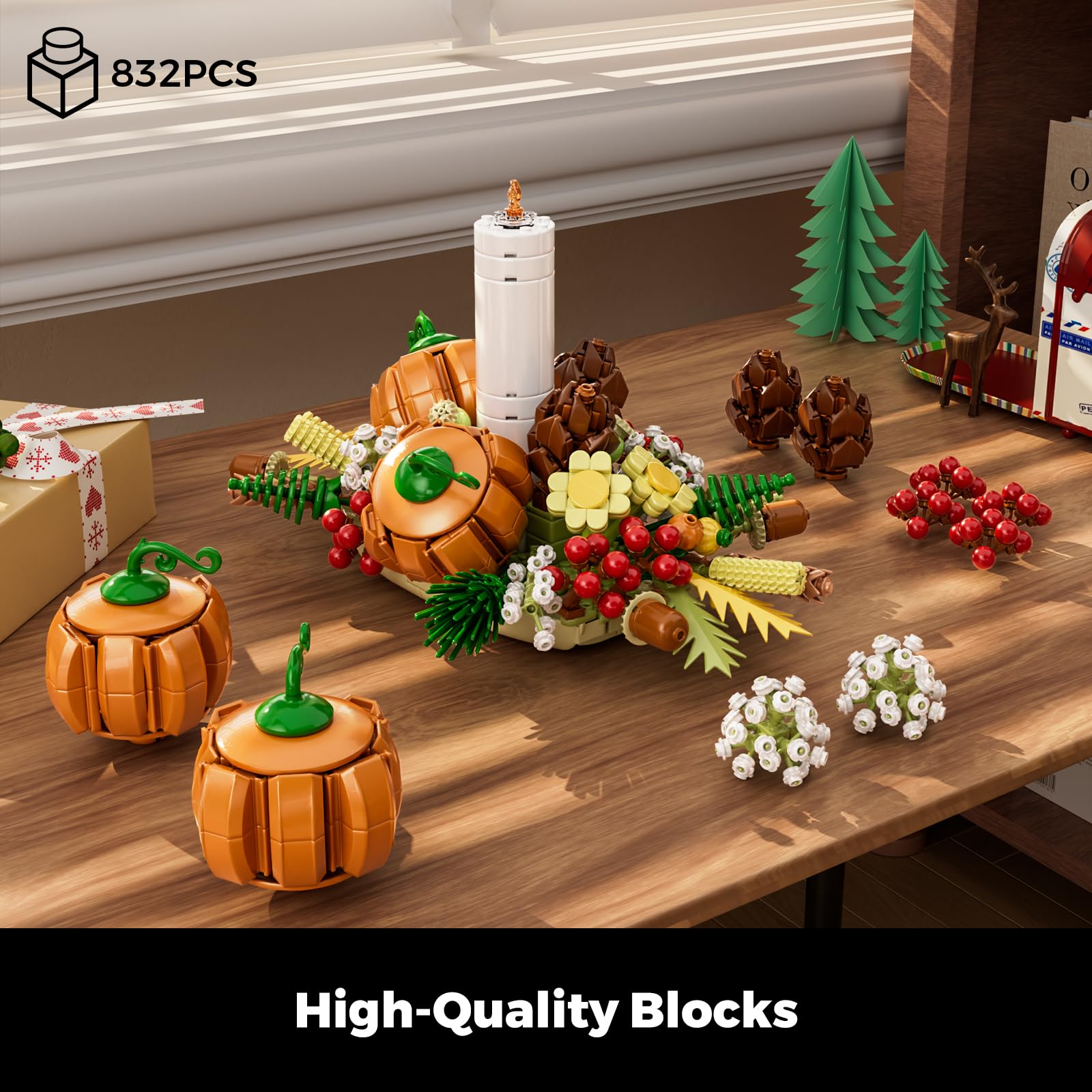 HXTTBD autumn centerpiece on dining table for holiday gatherings