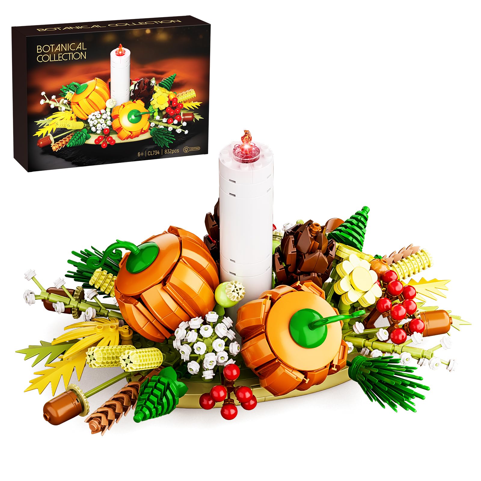HXTTBD botanical centerpiece with pumpkins and pinecones for autumn table decor