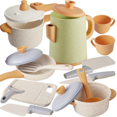 HYAKIDS play kitchen pots and pans set for kids, durable and safe for imaginative cooking.