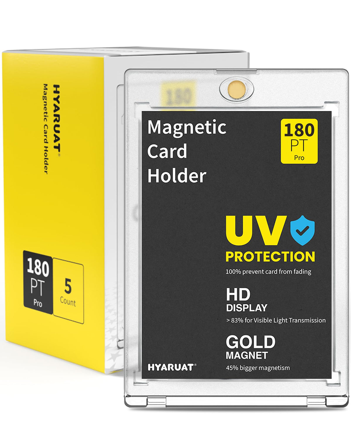 HYARUAT 180pt One Touch Card Holder with diamond corners protects patch cards.