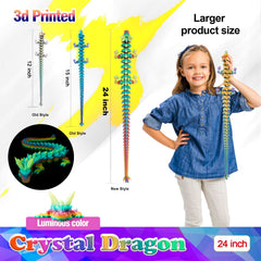HyBaiS 3D-printed crystal dragon figurine shows rainbow shimmering scales.