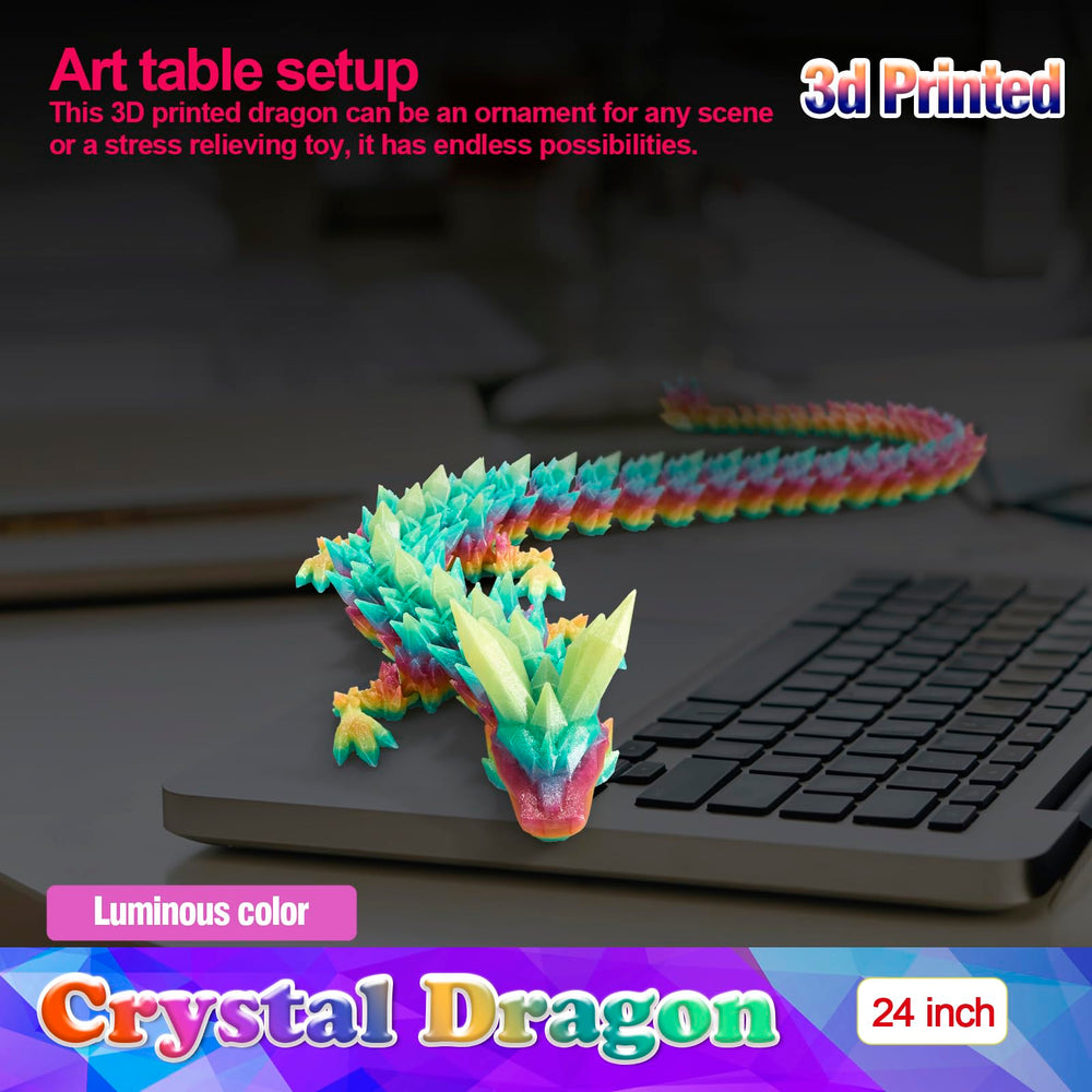 HyBaiS crystal dragon features luminous rainbow glow on display.