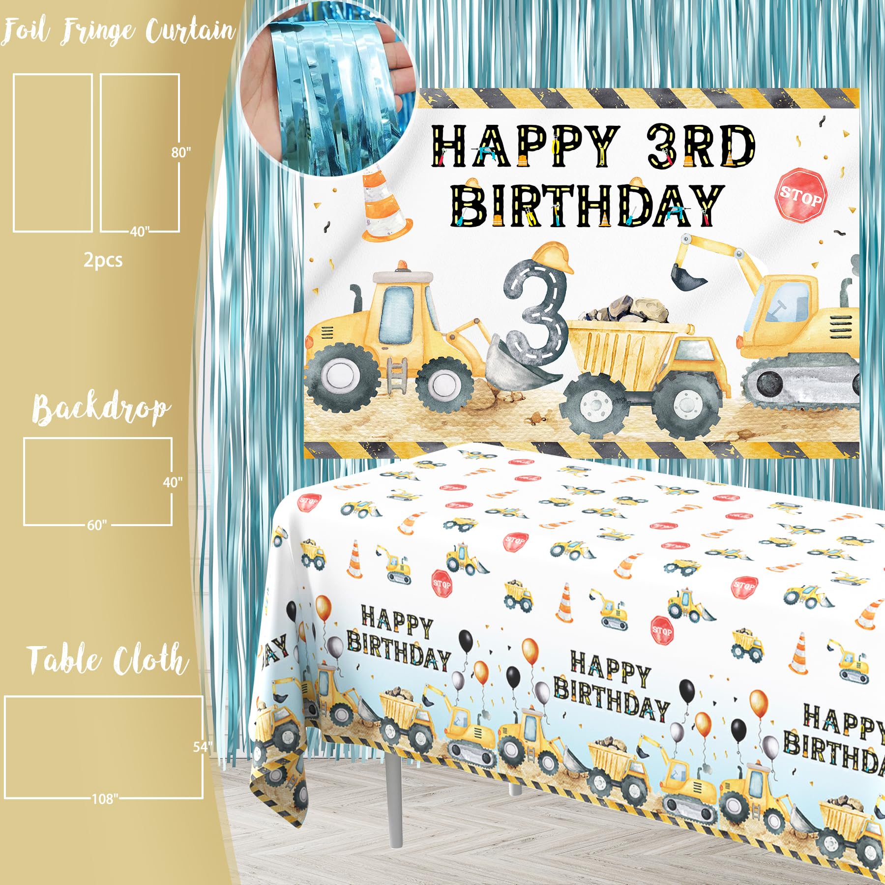 HYCSANBAO construction balloon garland creates a festive centerpiece and photos.