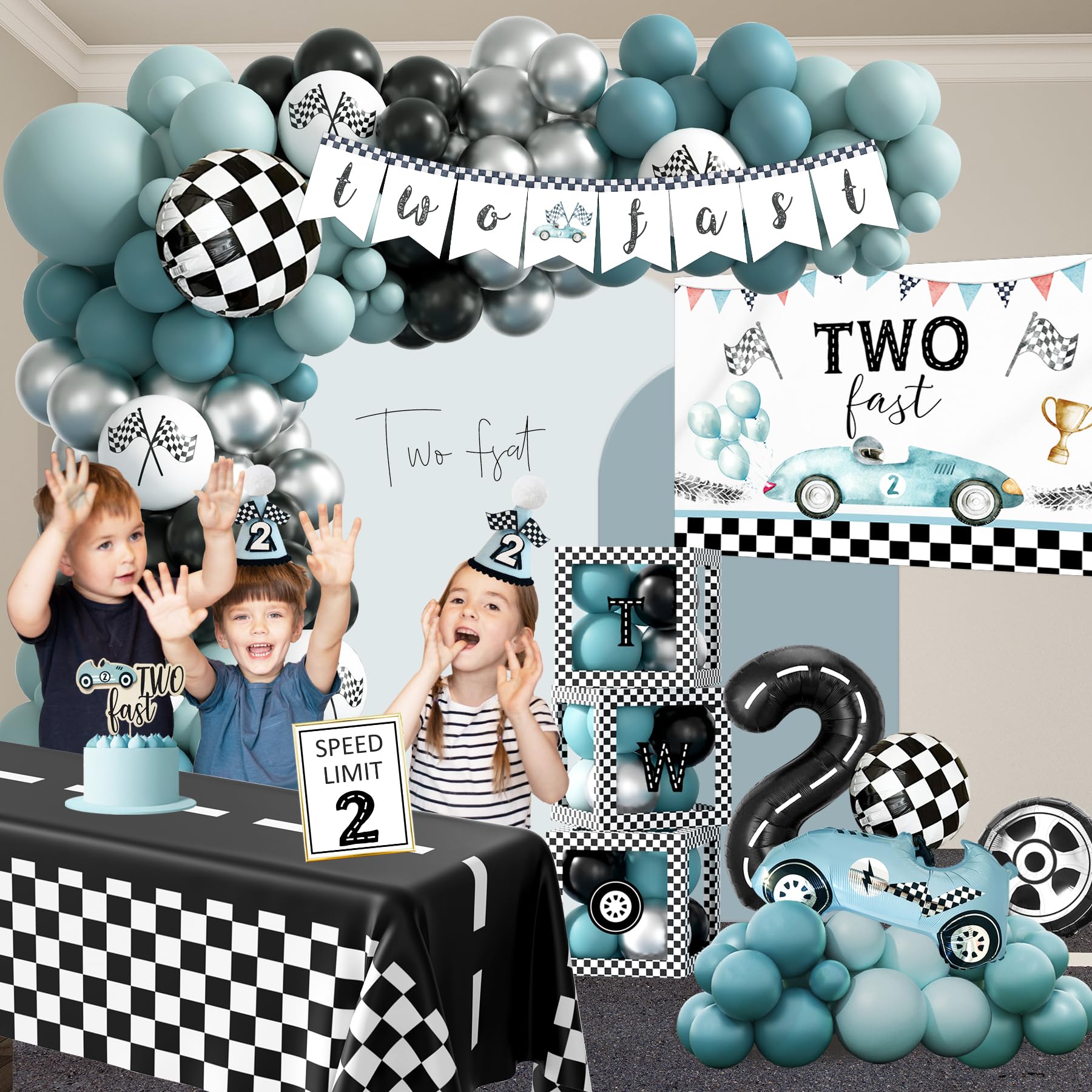 HYCSANBAO race-car-foil-balloon emphasizes the race theme in photos and decor.