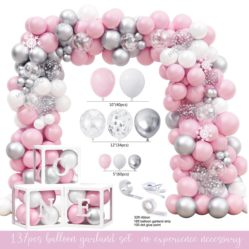 HYCSANBAO Snowflake First Birthday High Chair Banner brightens seating.