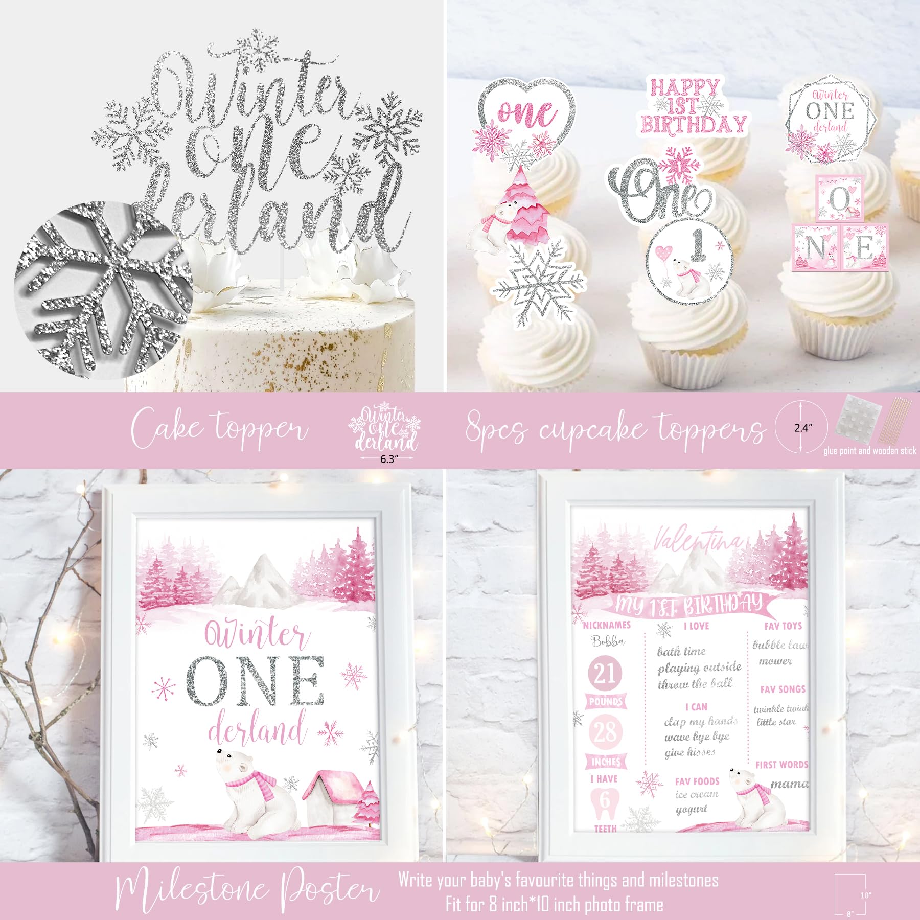 HYCSANBAO Winter Onederland Cake Topper creates a focal centerpiece.