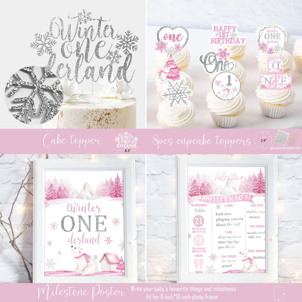 HYCSANBAO Winter Onederland Cake Topper creates a focal centerpiece.
