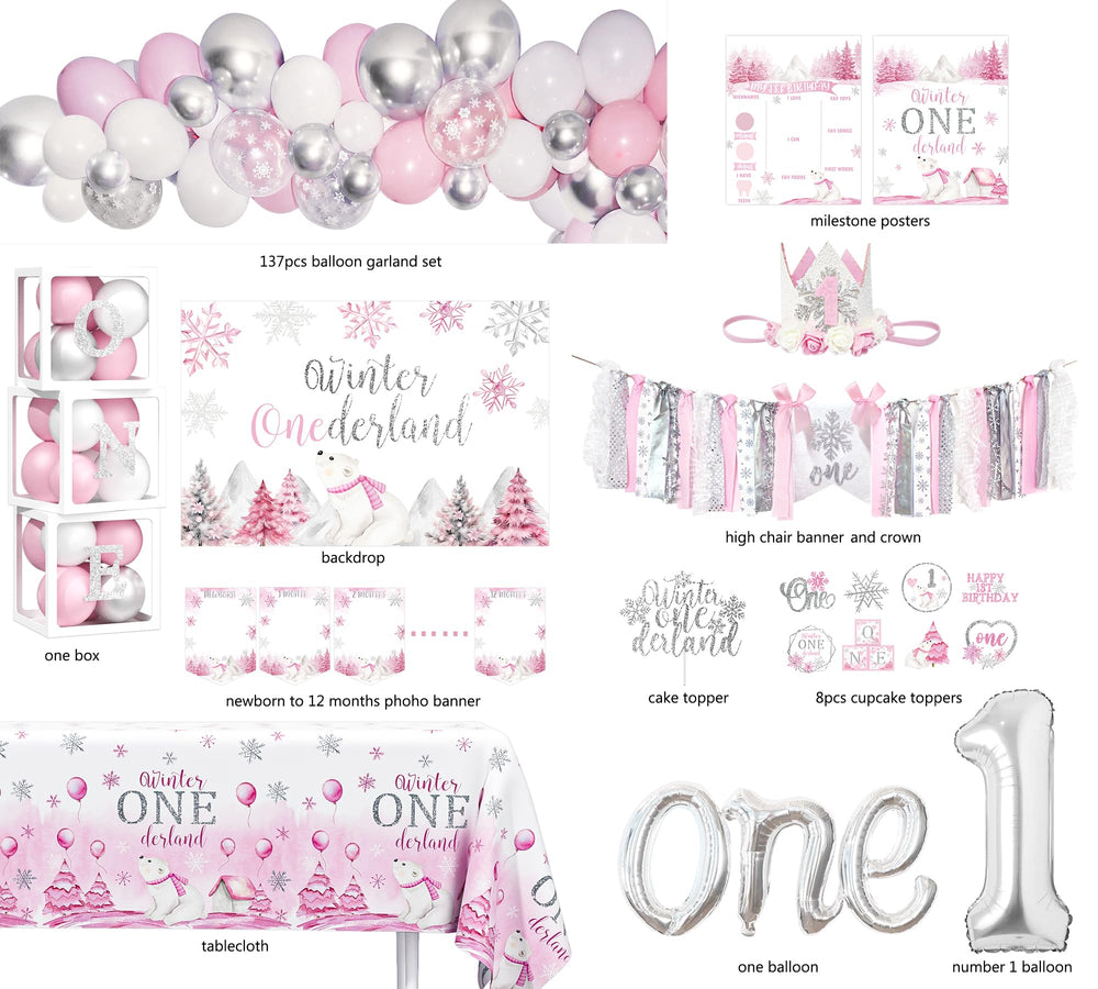 HYCSANBAO Winter Onederland tablecloth sets a soft festive base.