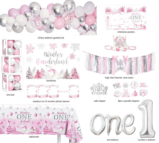HYCSANBAO Winter Onederland tablecloth sets a soft festive base.