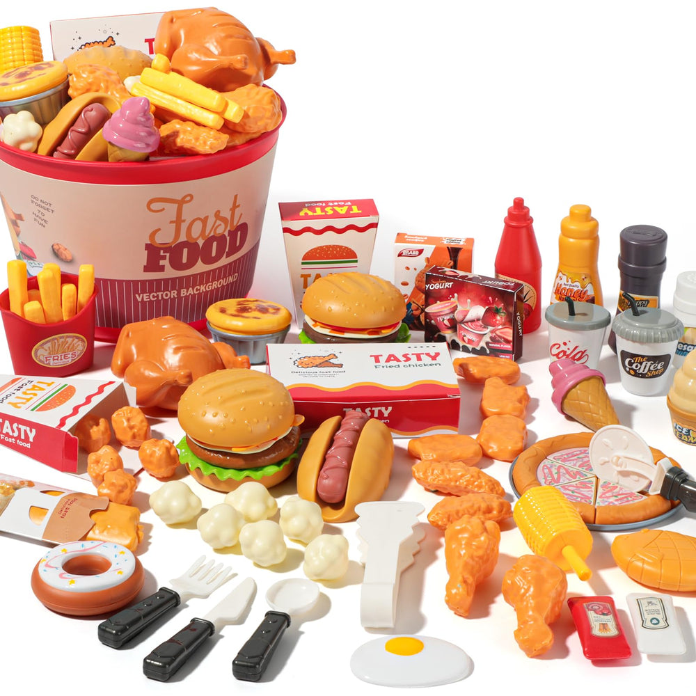 Hydeem 80-piece pretend play food set for imaginative kitchen adventures
