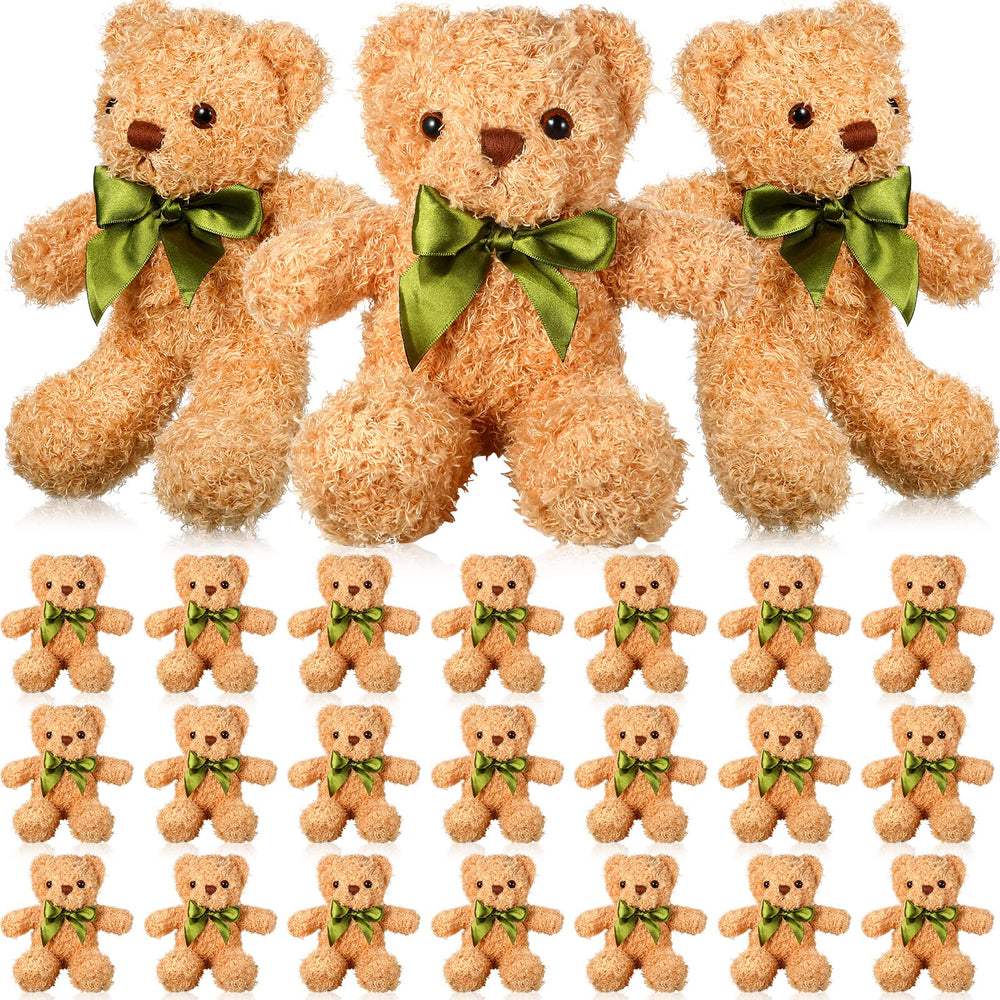 HyDren 24-pack brown bear plush set, soft and cuddly for kids.