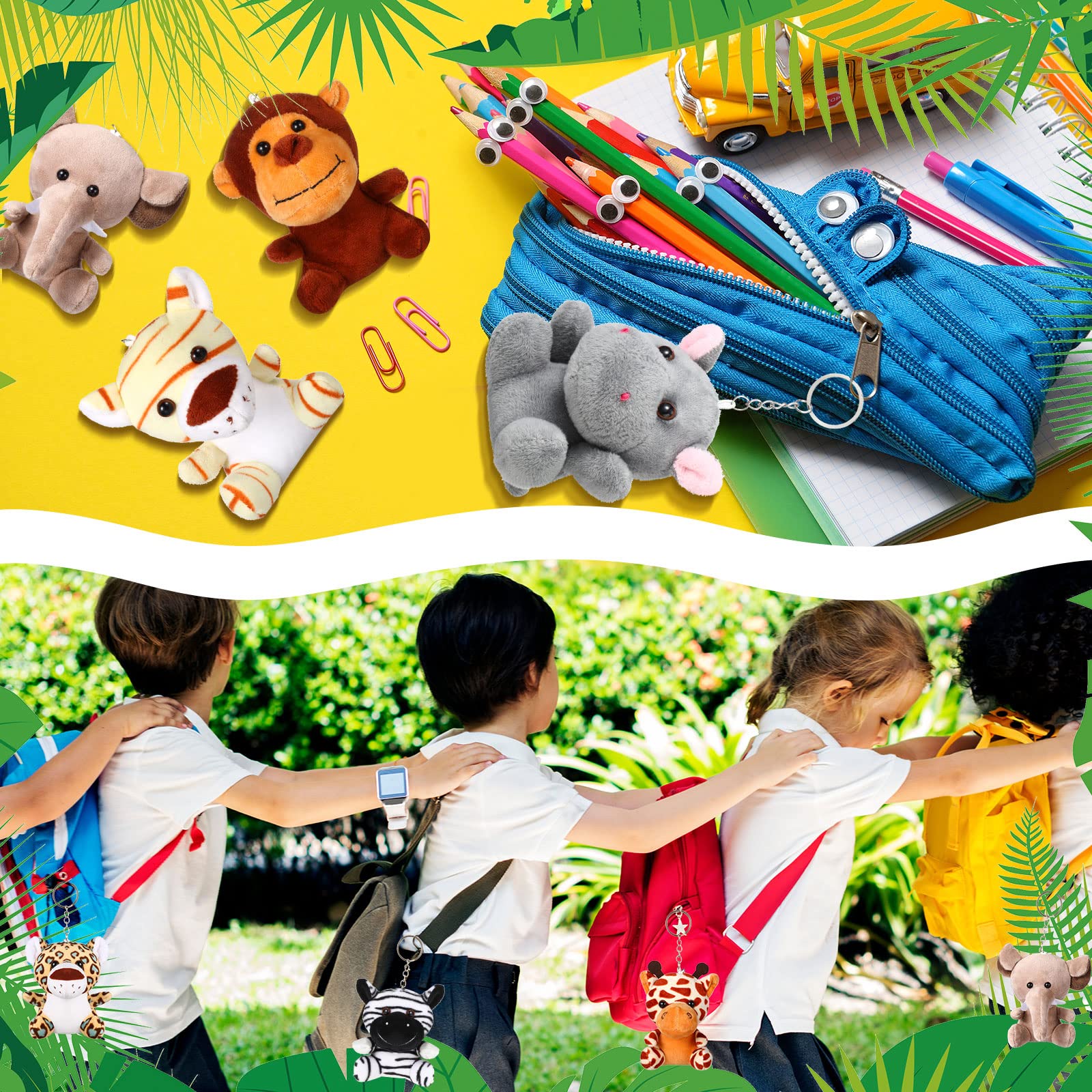 HyDren 4.7-inch plush animals with backpack clip for on-the-go fun.