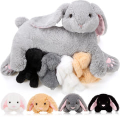HyDren 15-inch bunny with babies for imaginative play and companionship