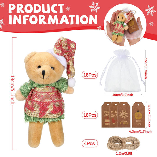 HyDren mini bear in buffalo plaid adds cozy charm to Christmas decor.