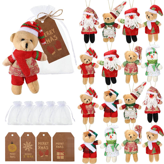 HyDren Christmas mini plush bear with Santa hat for festive gifting.