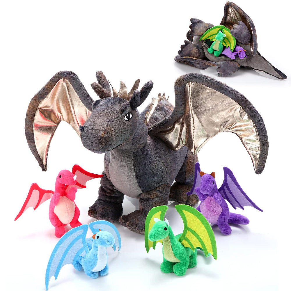 HyDren mommy dragon 16-inch plush, cozy cuddle companion for bedtime stories