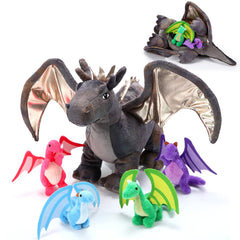 HyDren mommy dragon 16-inch plush, cozy cuddle companion for bedtime stories