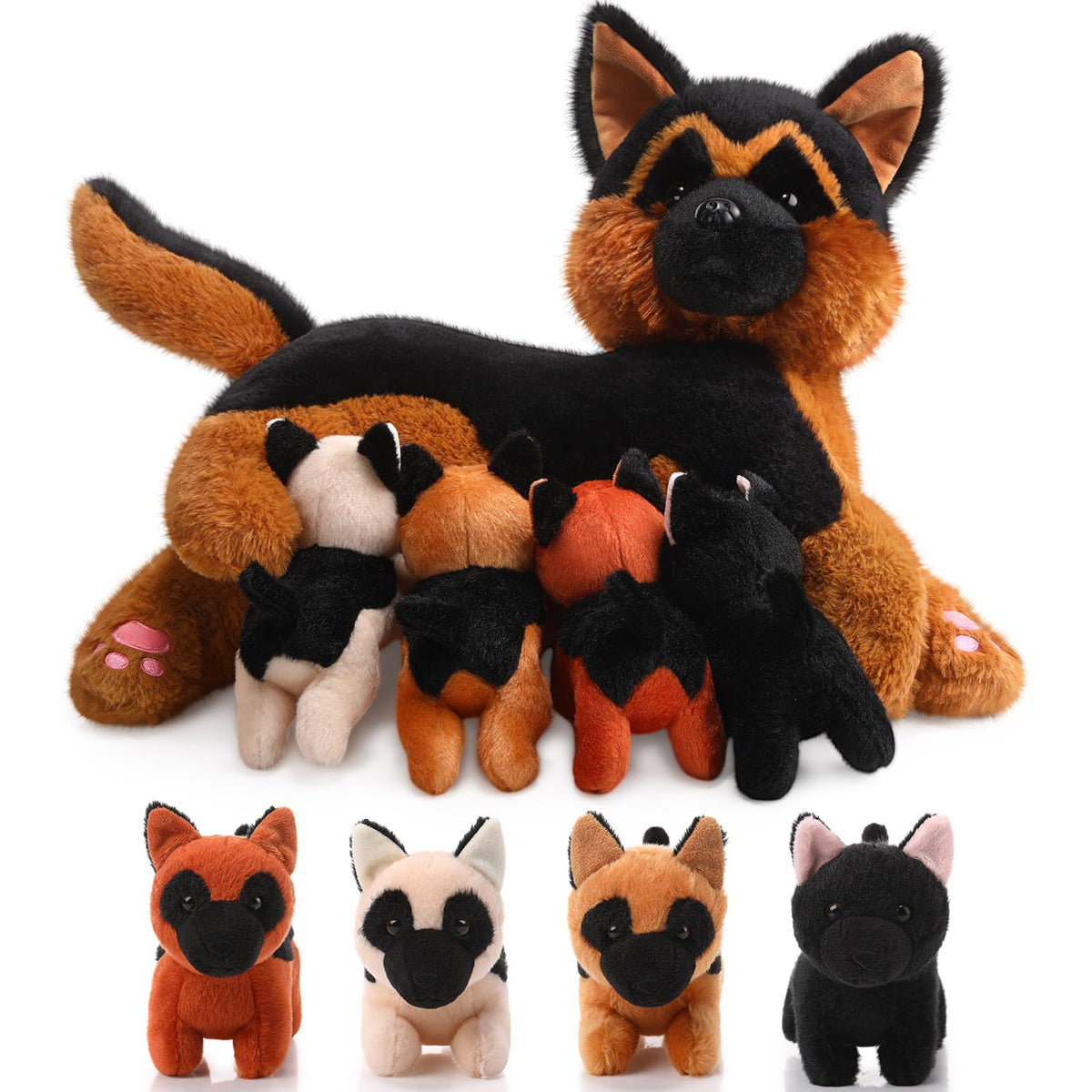 HyDren nurturing German Shepherd plush mom 16-inch magnets for interactive play