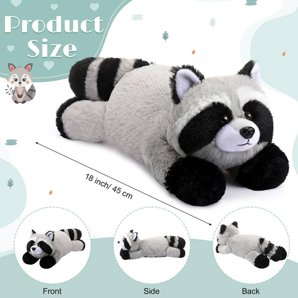 HyDren raccoon stuffed animal close-up shows soft plush fabric and friendly expression.
