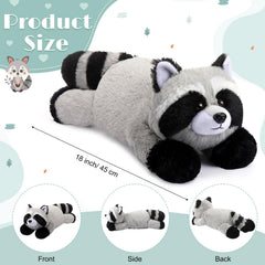HyDren raccoon stuffed animal close-up shows soft plush fabric and friendly expression.
