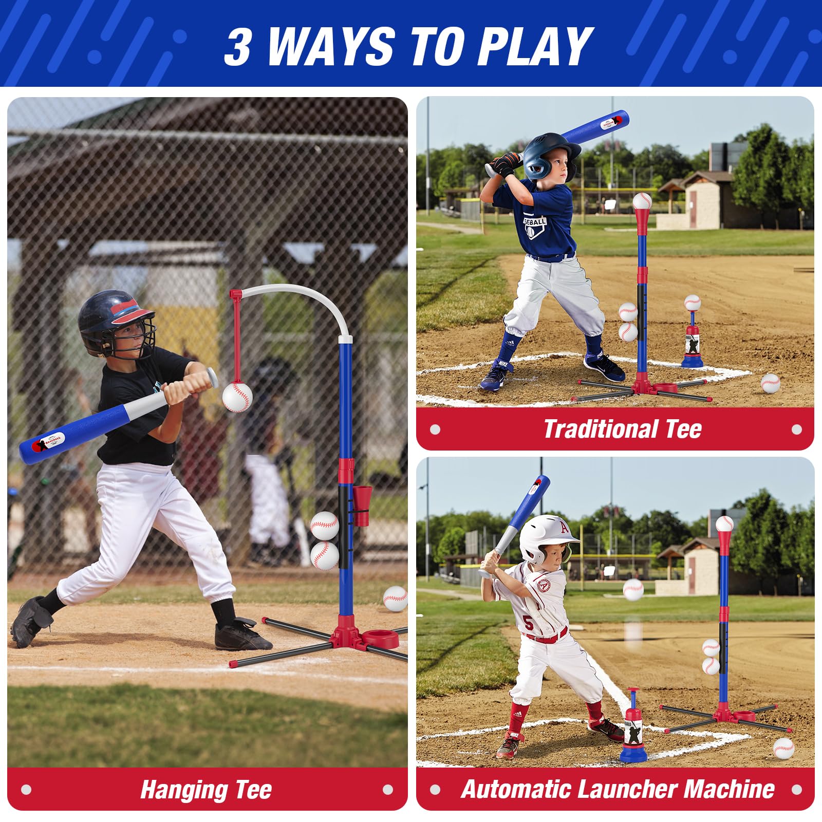 HYES hanging-tee setup demonstrates adjustable height for versatile backyard play.