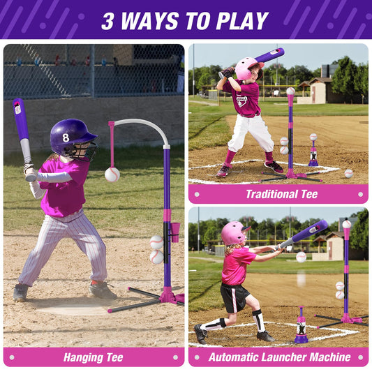 HYES baseball set standing tee provides stable traditional swing practice