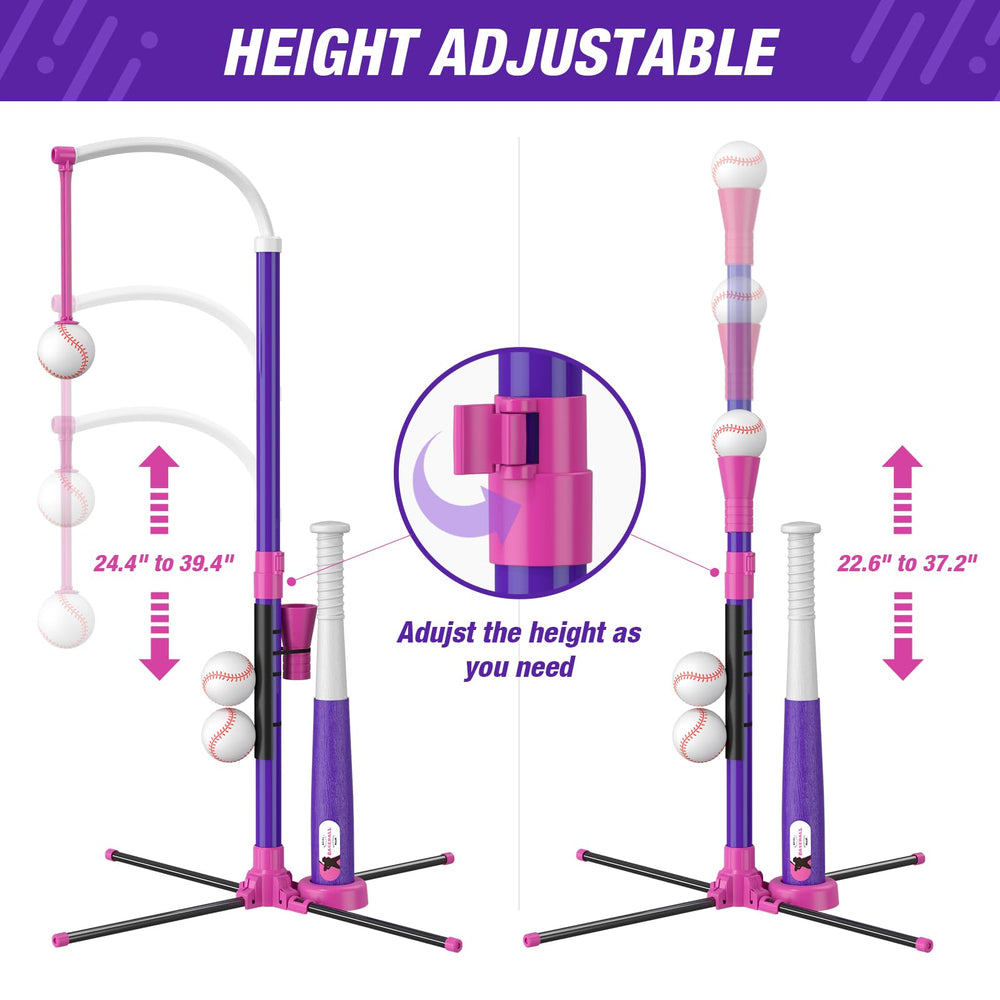 HYES sturdy base prevents tipping during energetic batting