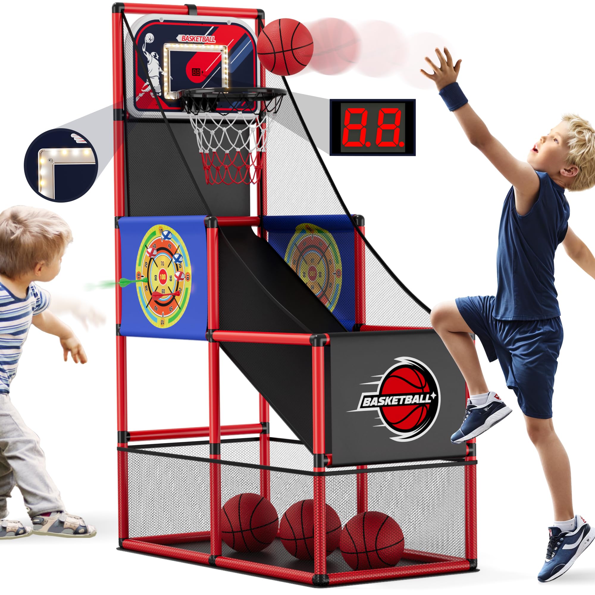 HYES Basketball Arcade Game backboard with LED score display for authentic arcade play
