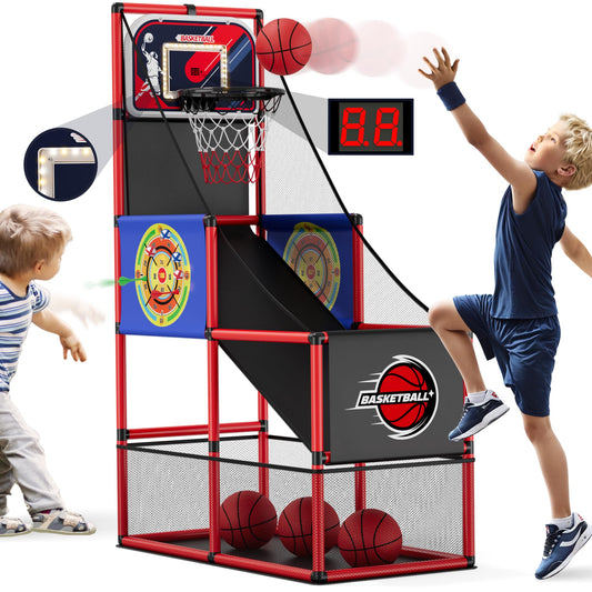 HYES Basketball Arcade Game backboard with LED score display for authentic arcade play
