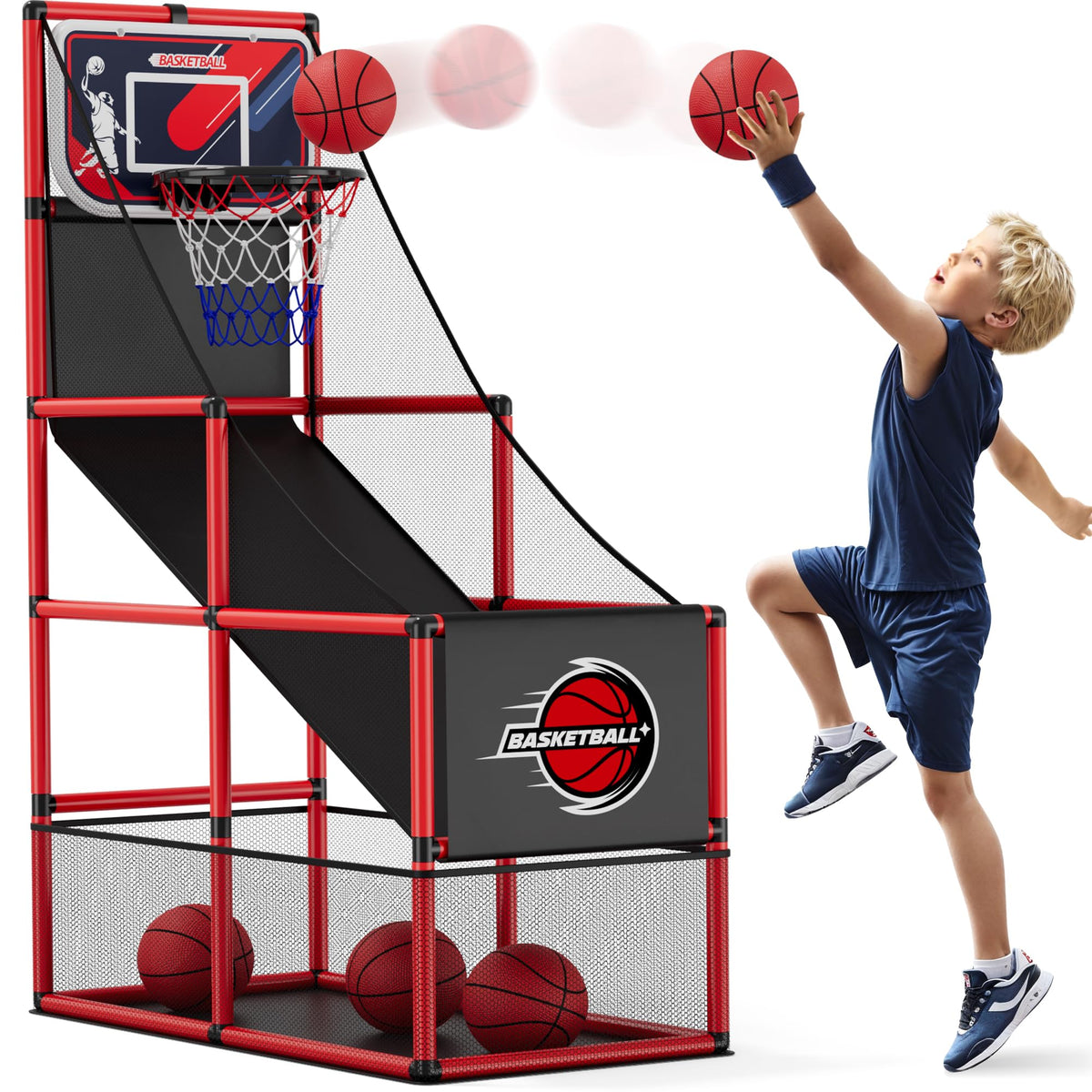HYES basketball arcade set ready for indoor and outdoor play