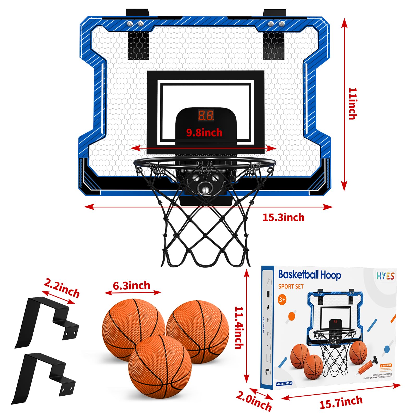 HYES durable backboard withstands frequent shots for long-lasting indoor play.