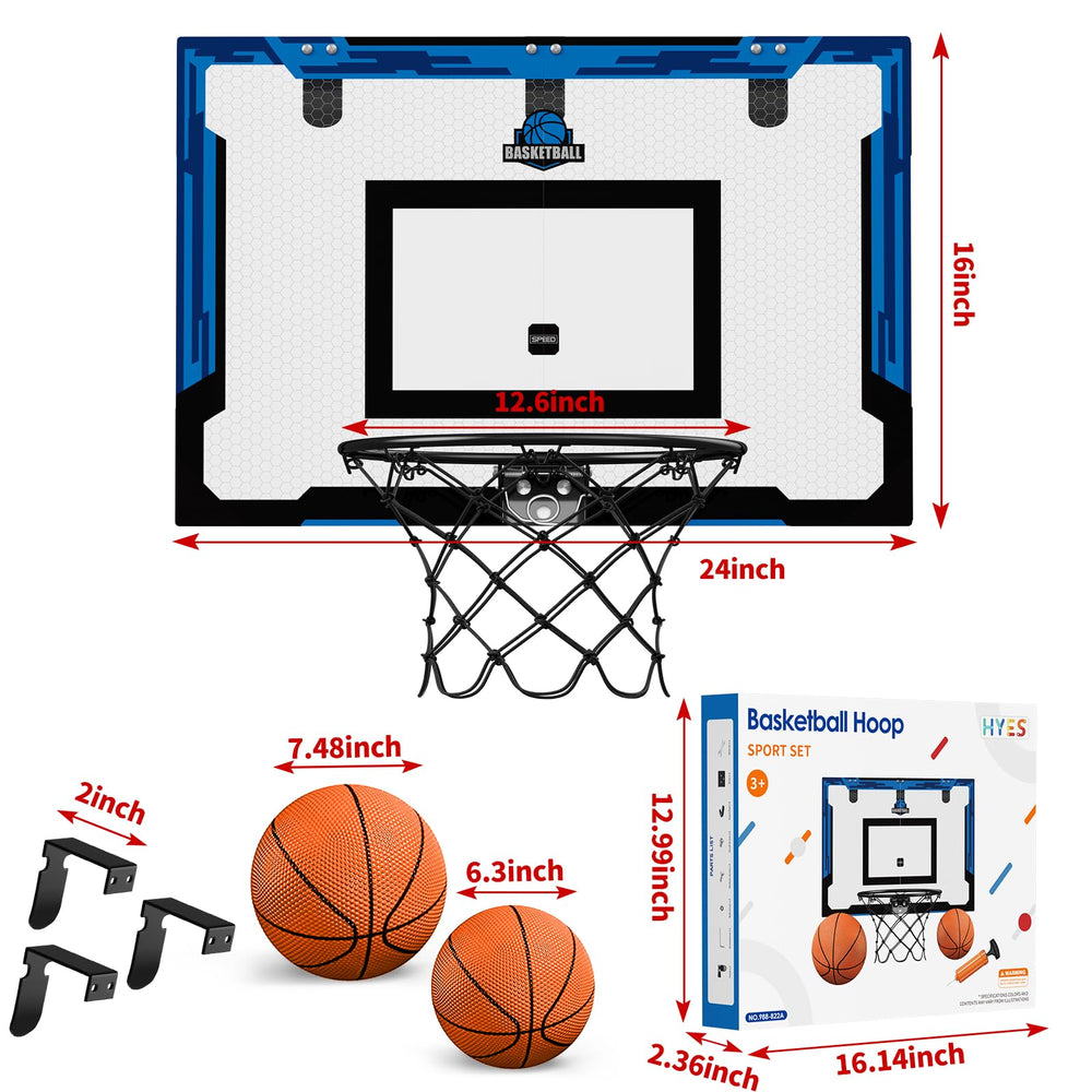 HYES blue indoor basketball hoop adds sport style as a gift