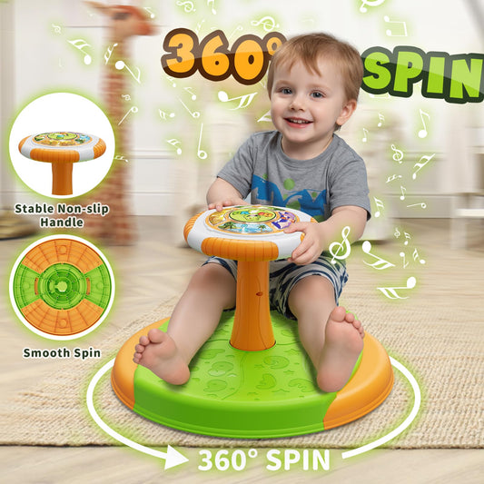 HYES Dinosaur Sit and Spin LED lights brighten playtime and invite curious exploration.