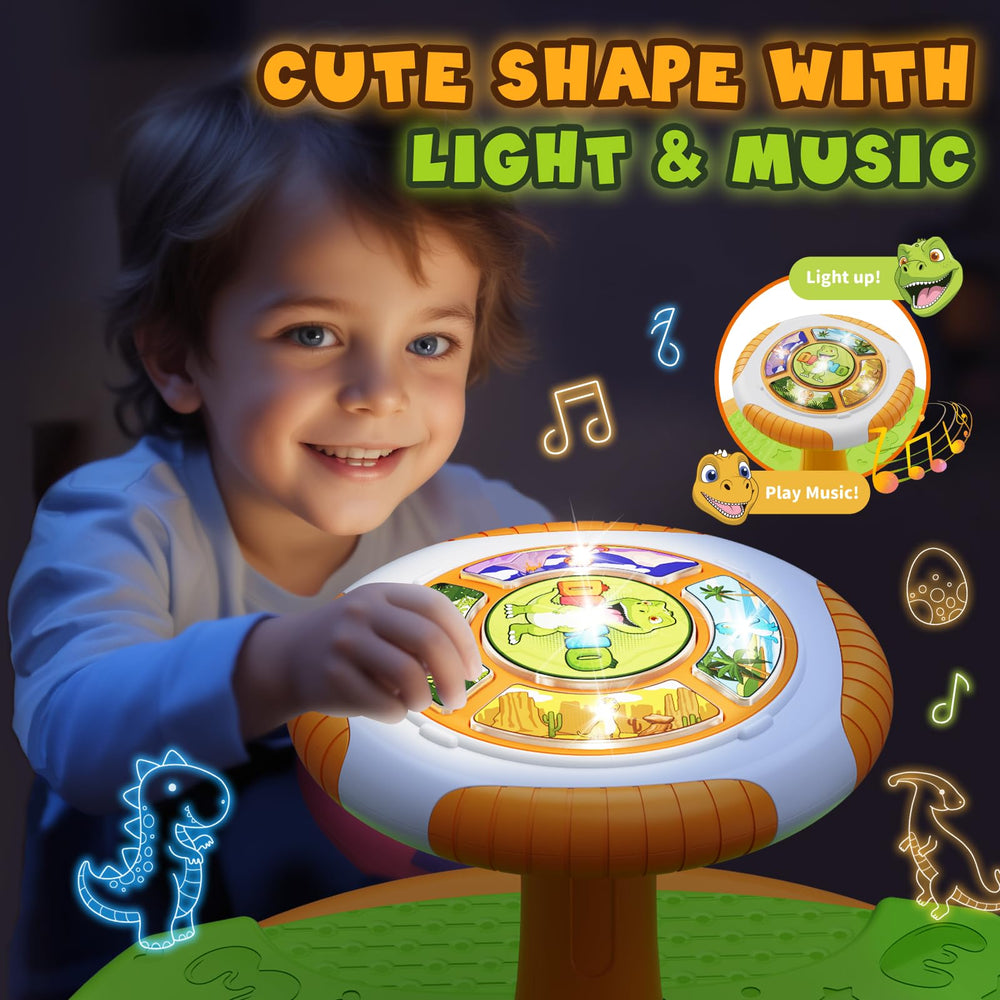 HYES Dinosaur Sit and Spin music panel offers interactive learning through rhythm.